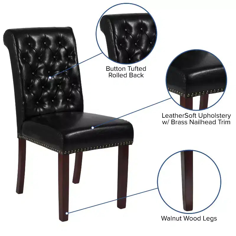 Chaise Parsons rembourrée Merrick Lane avec garniture cloutée