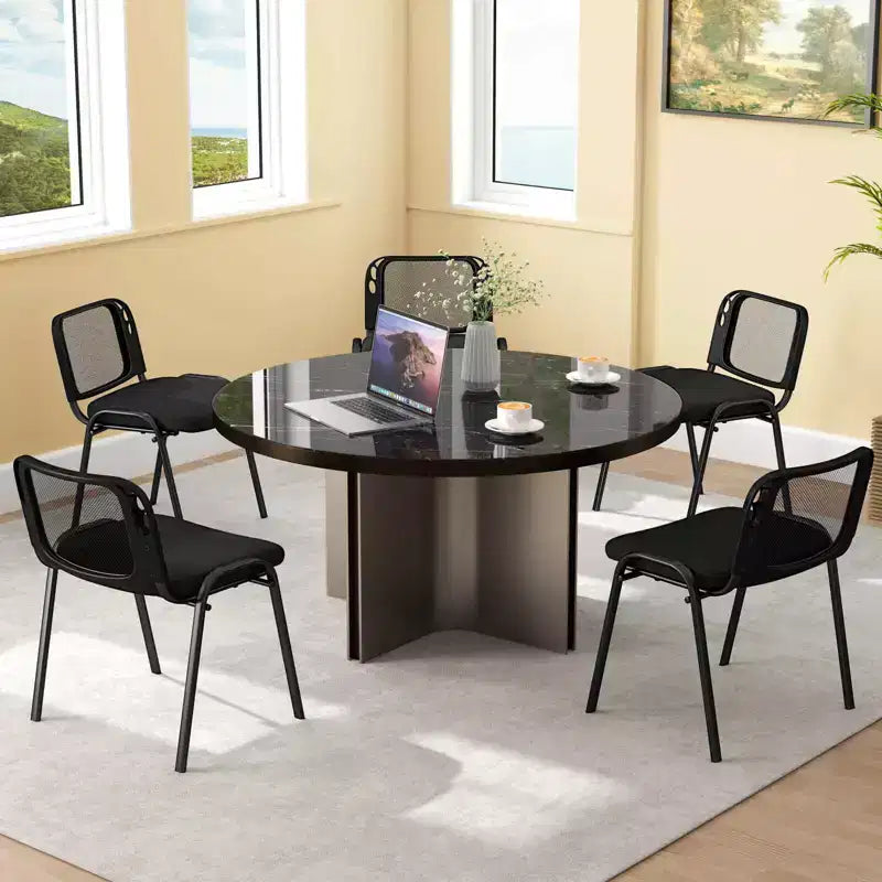 Lot de 5 chaises de conférence Costway en maille avec siège en tissu rembourré pour bureau à domicile