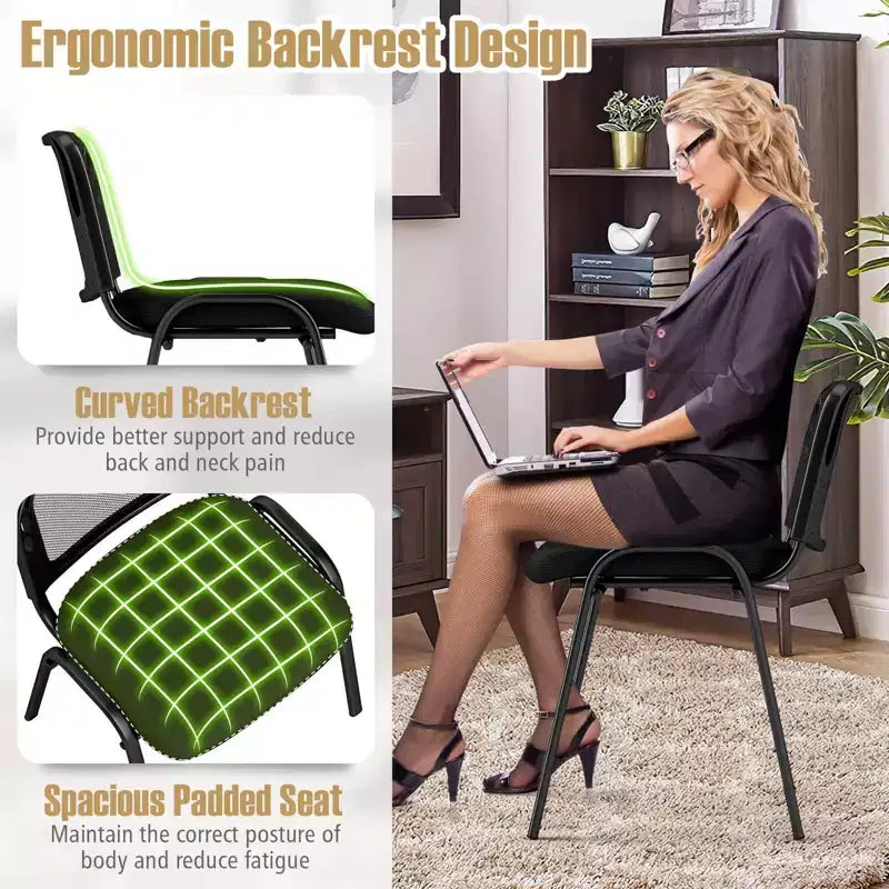 Lot de 5 chaises de conférence Costway en maille avec siège en tissu rembourré pour bureau à domicile