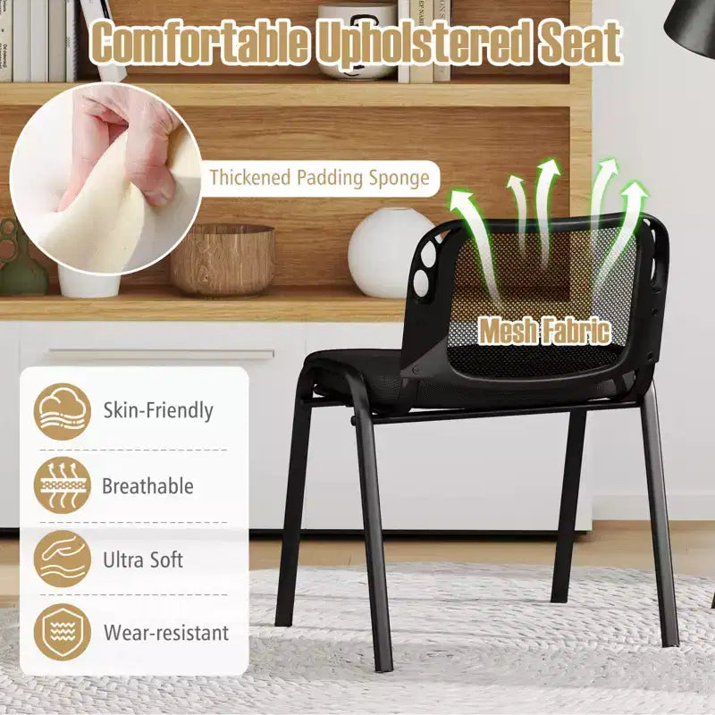 Lot de 5 chaises de conférence Costway en maille avec siège en tissu rembourré pour bureau à domicile