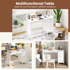 Bureau d'ordinateur Costway, bureau d'étude, poste de travail de bureau à domicile avec 3 tiroirs Blanc/Noir/Marron