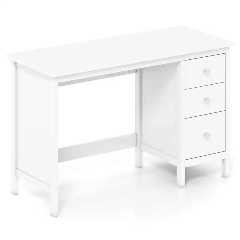 Bureau d'ordinateur Costway, bureau d'étude, poste de travail de bureau à domicile avec 3 tiroirs Blanc/Noir/Marron