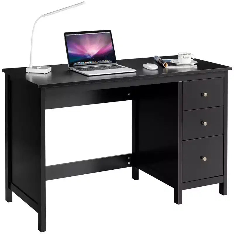 Costway Computer Desk Study Writing Desk Home Office Workstation with 3 Drawers White/Black/Brown