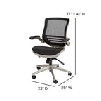 Chaise de bureau pivotante de direction Flash Furniture à dossier mi-hauteur en maille transparente avec accoudoirs relevables