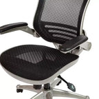Chaise de bureau pivotante de direction Flash Furniture à dossier mi-hauteur en maille transparente avec accoudoirs relevables