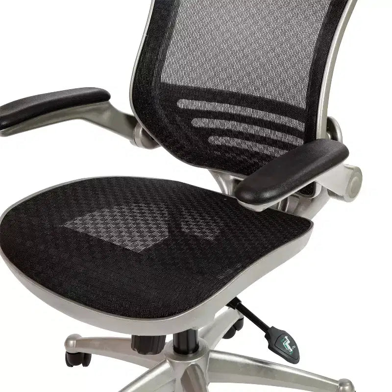 Chaise de bureau pivotante de direction Flash Furniture à dossier mi-hauteur en maille transparente avec accoudoirs relevables