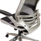 Chaise de bureau pivotante de direction Flash Furniture à dossier mi-hauteur en maille transparente avec accoudoirs relevables