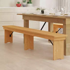 Banc de ferme pliable Emma et Oliver 8' x 12 en pin massif antique et rustique - Banc portable