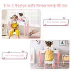 Coiffeuse Maquillage Enfant Princesse Costway avec Tabouret et Miroir à Tiroir