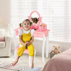 Coiffeuse Maquillage Enfant Princesse Costway avec Tabouret et Miroir à Tiroir