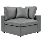 Commix Chaise d'Angle surdimensionnée en Similicuir Rembourrée de Duvet - Modway
