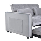 Canapé-lit gigogne moderne, canapé convertible 3-en-1 avec dossier réglable, causeuse en velours, oreillers et poches latérales