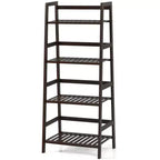 Costway Étagère murale en bambou à 4 niveaux, support de présentation de plantes, étagère à livres, marron foncé