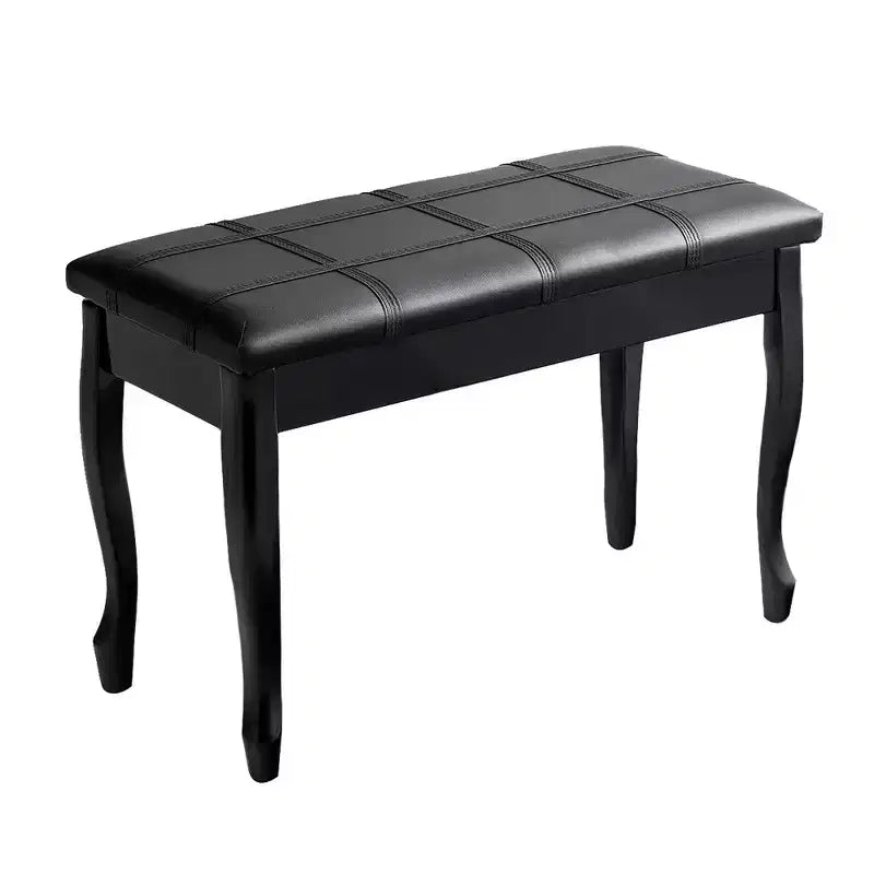 Costway Banc de piano en cuir PU avec siège de clavier double rembourré en bois massif, rangement, noir
