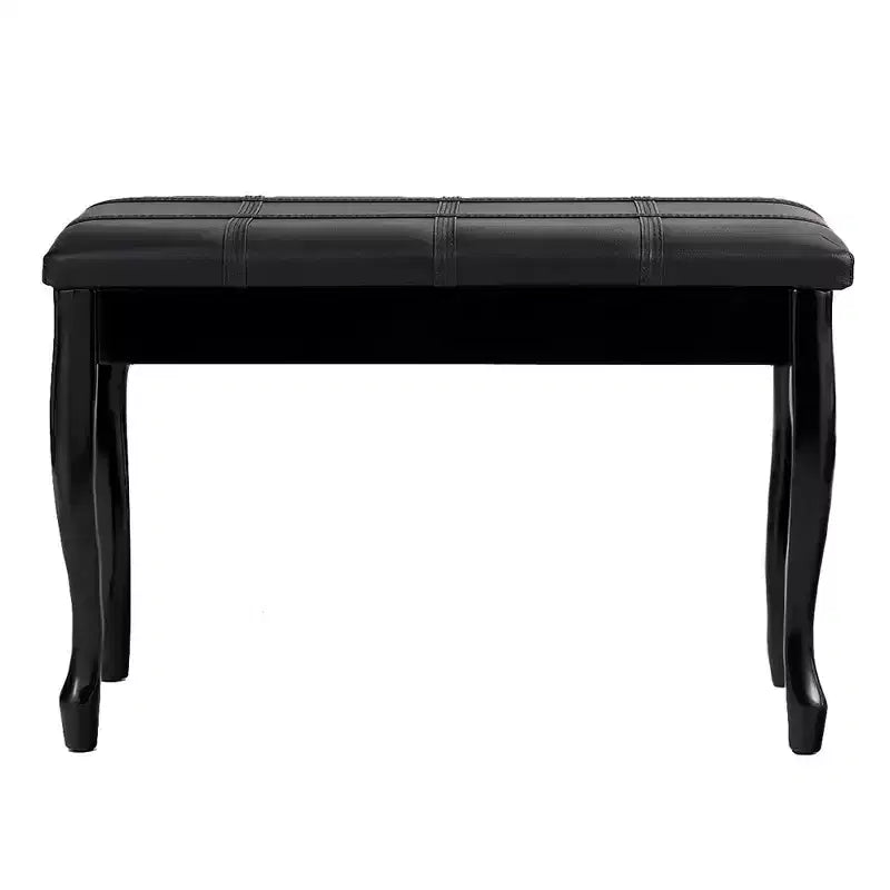 Costway Banc de piano en cuir PU avec siège de clavier double rembourré en bois massif, rangement, noir