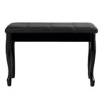 Costway Banc de piano en cuir PU avec siège de clavier double rembourré en bois massif, rangement, noir