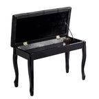 Costway Banc de piano en cuir PU avec siège de clavier double rembourré en bois massif, rangement, noir