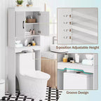 Meuble de rangement de salle de bain Costway au-dessus des toilettes avec étagère réglable