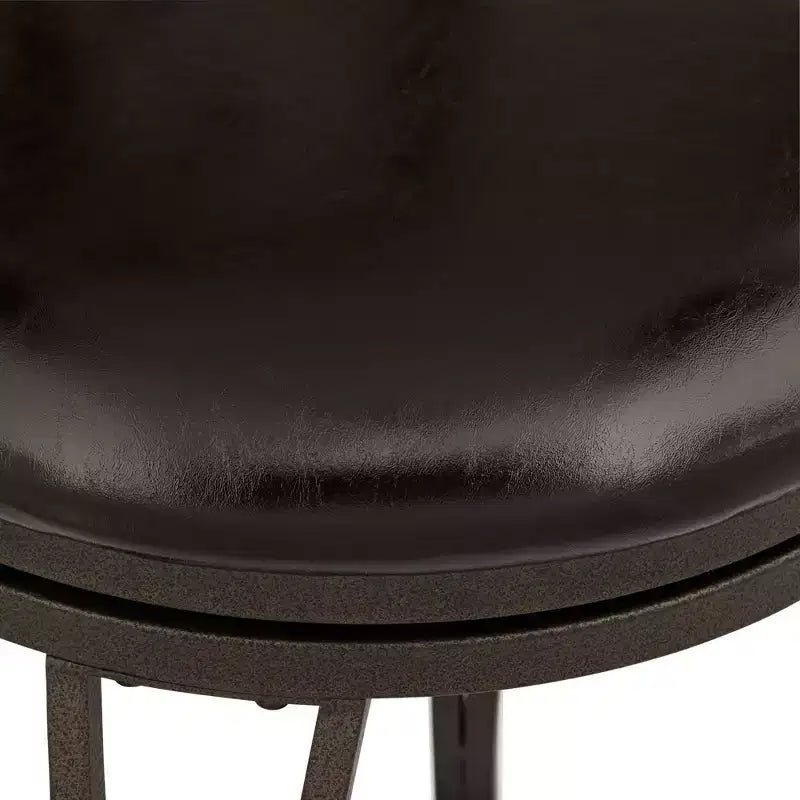 55 Downing Street Tabourets de Bar Pivotants en Métal Colton, Lot de 2, Marron, Hauteur 61 cm, Coussins Ronds Traditionnels avec Dossier et Repose-Pieds pour Hauteur de Comptoir de Cuisine