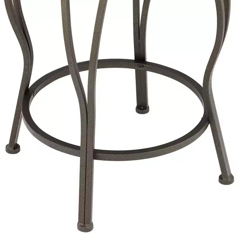 55 Downing Street Tabourets de Bar Pivotants en Métal Colton, Lot de 2, Marron, Hauteur 61 cm, Coussins Ronds Traditionnels avec Dossier et Repose-Pieds pour Hauteur de Comptoir de Cuisine