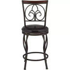 55 Downing Street Tabourets de Bar Pivotants en Métal Colton, Lot de 2, Marron, Hauteur 61 cm, Coussins Ronds Traditionnels avec Dossier et Repose-Pieds pour Hauteur de Comptoir de Cuisine