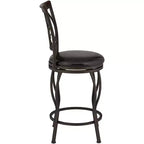 55 Downing Street Tabourets de Bar Pivotants en Métal Colton, Lot de 2, Marron, Hauteur 61 cm, Coussins Ronds Traditionnels avec Dossier et Repose-Pieds pour Hauteur de Comptoir de Cuisine