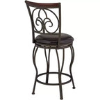 55 Downing Street Tabourets de Bar Pivotants en Métal Colton, Lot de 2, Marron, Hauteur 61 cm, Coussins Ronds Traditionnels avec Dossier et Repose-Pieds pour Hauteur de Comptoir de Cuisine