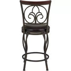 55 Downing Street Tabourets de Bar Pivotants en Métal Colton, Lot de 2, Marron, Hauteur 61 cm, Coussins Ronds Traditionnels avec Dossier et Repose-Pieds pour Hauteur de Comptoir de Cuisine