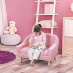 Canapé 2 places pour enfants Qaba en tissu de lin et cadre en bois pour enfants et tout-petards âgés de 3 à 7 ans, siège de 28 cm de haut
