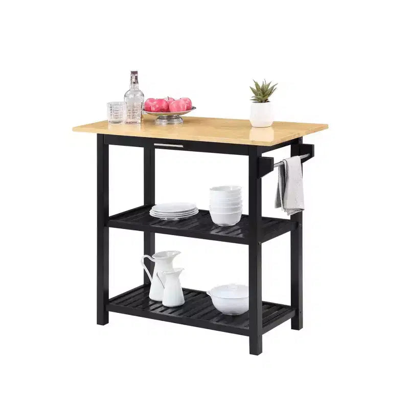 Îlot de cuisine 3 niveaux Designs2Go en bois de boucher avec tiroir – Breighton Home