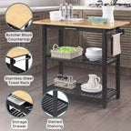 Îlot de cuisine 3 niveaux Designs2Go en bois de boucher avec tiroir – Breighton Home