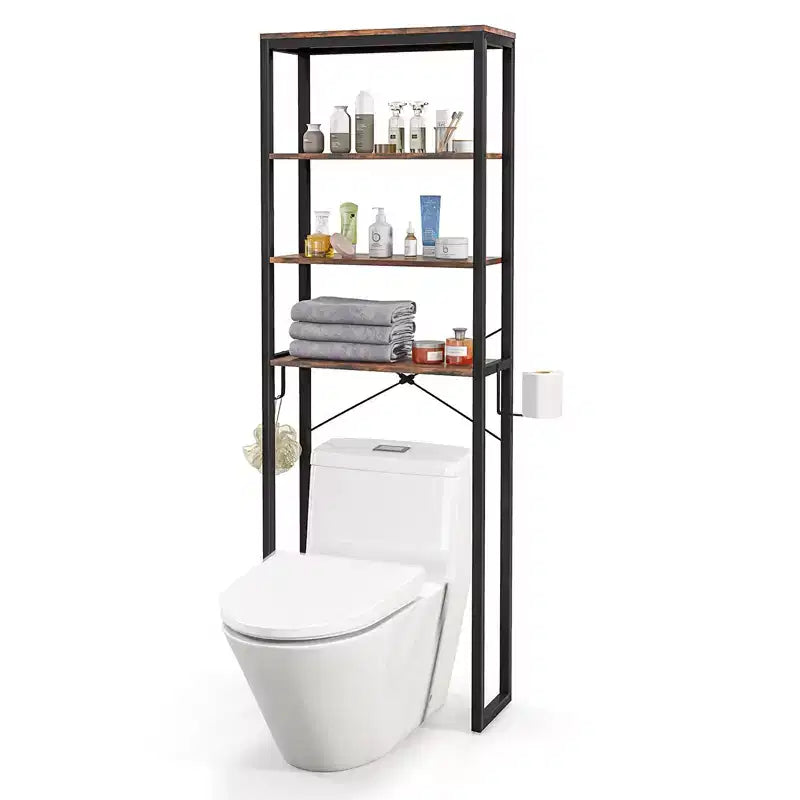 Costway Bathroom 4-Tier Over the Toilet Storage Rack Freestanding Organizer Rustic Brown