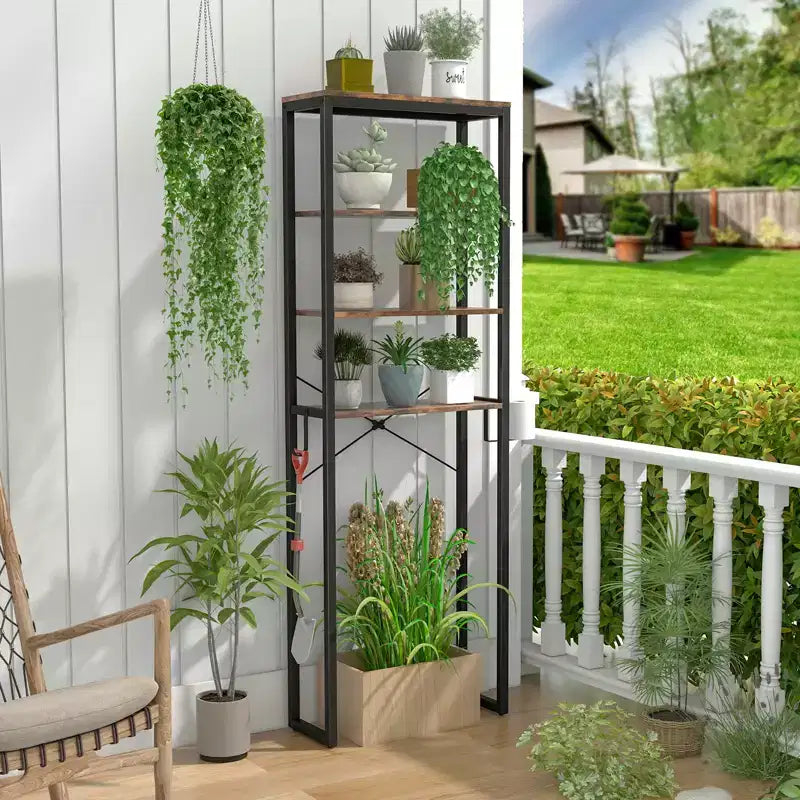 Étagère de Rangement 4 Niveaux Costway pour Salle de Bain Au-Dessus des Toilettes, Organisateur Autonome Marron Rustique