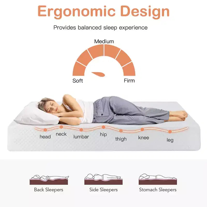 Costway Matelas en mousse 8'' grand lit/double/queen/king Jacquard Fermeté moyenne Lit-dans-une-boîte Chambre à coucher avec housse amovible