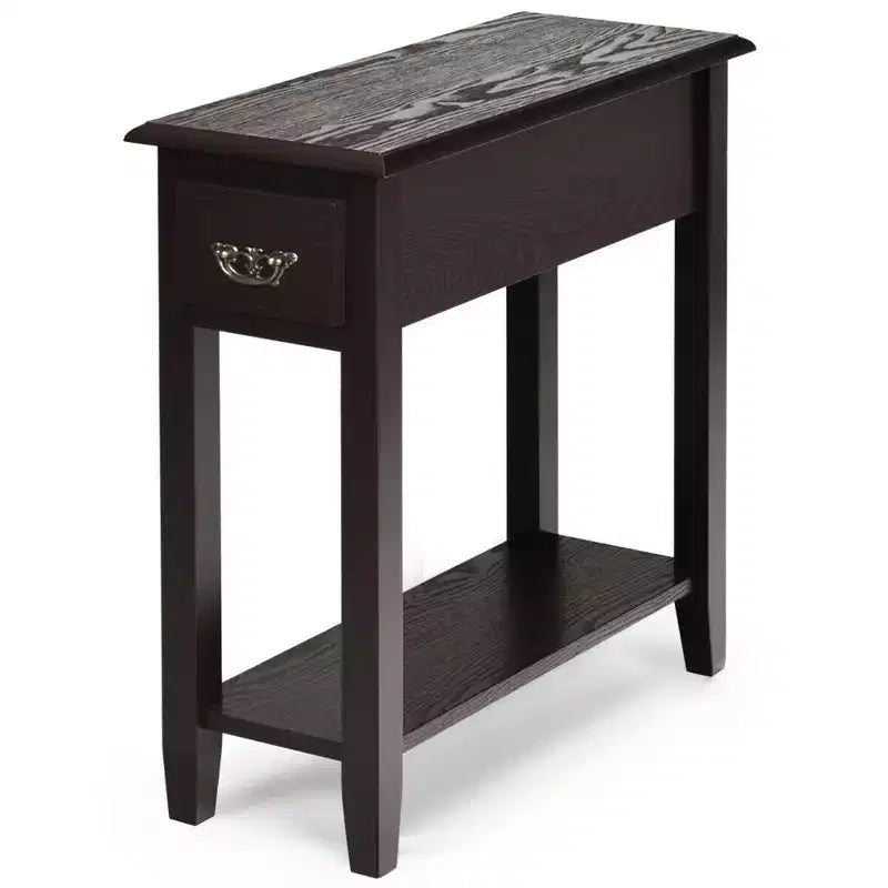 Costway Lot de 2 tables de chevet à 2 niveaux avec tiroir et étagère, couleur expresso