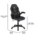 Chaise de jeu à dossier haut BlackArc en similicuir, siège pivotant réglable en hauteur et accoudoirs rembourrés relevables