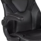 Chaise de jeu à dossier haut BlackArc en similicuir, siège pivotant réglable en hauteur et accoudoirs rembourrés relevables
