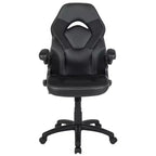 Chaise de jeu à dossier haut BlackArc en similicuir, siège pivotant réglable en hauteur et accoudoirs rembourrés relevables