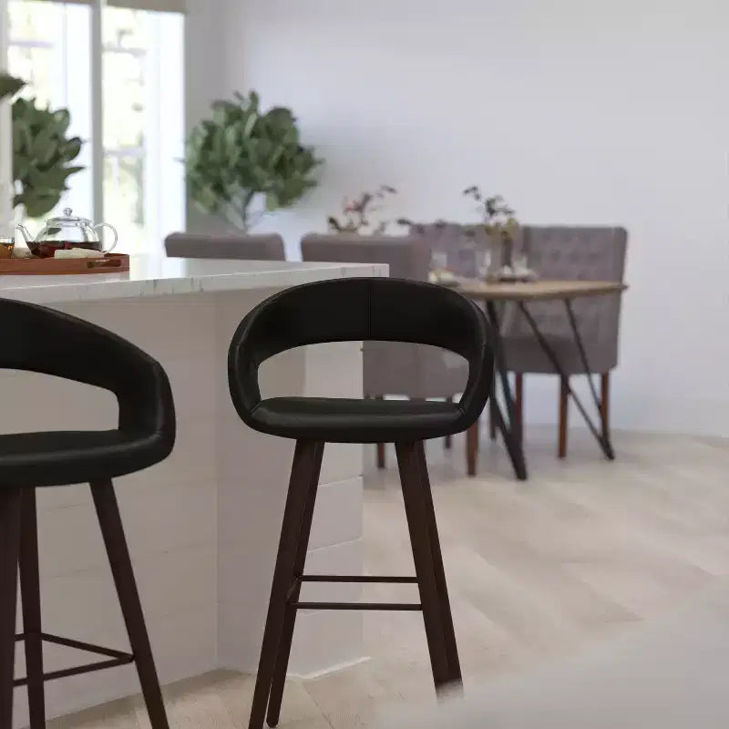 Tabouret de Bar Ultramoderne Merrick Lane Wood avec Assise Rembourrée