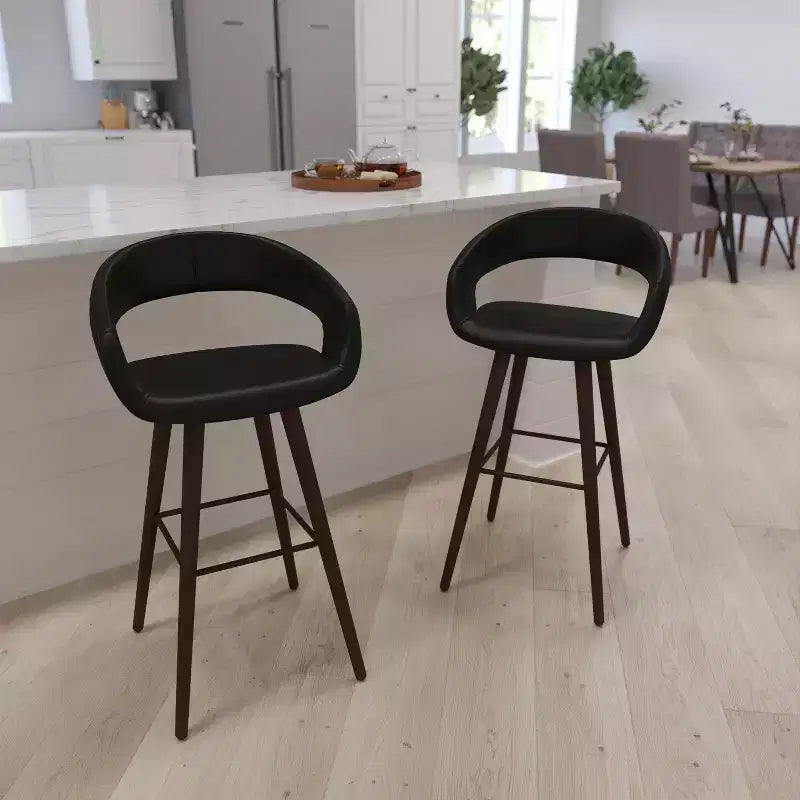 Tabouret de Bar Ultramoderne Merrick Lane Wood avec Assise Rembourrée