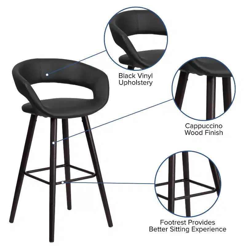 Tabouret de Bar Ultramoderne Merrick Lane Wood avec Assise Rembourrée