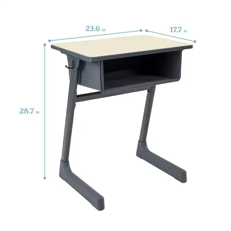 Bureau ouvert ECR4Kids Cave avec casier à livres en plastique, mobilier de classe, érable/noir