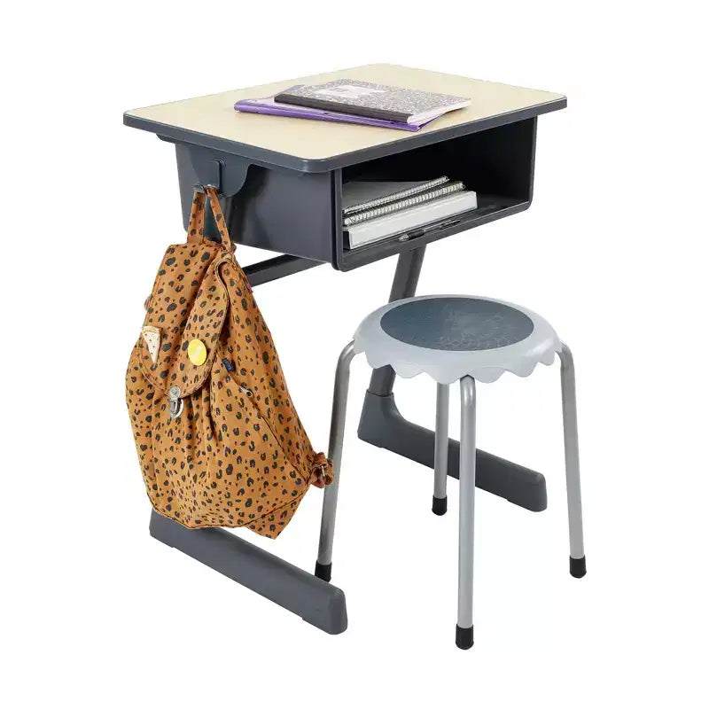 Bureau ouvert ECR4Kids Cave avec casier à livres en plastique, mobilier de classe, érable/noir