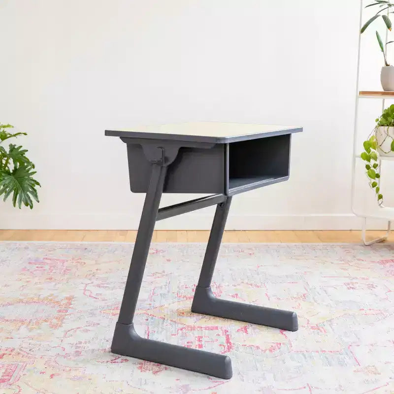 Bureau ouvert ECR4Kids Cave avec casier à livres en plastique, mobilier de classe, érable/noir