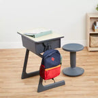 Bureau ouvert ECR4Kids Cave avec casier à livres en plastique, mobilier de classe, érable/noir