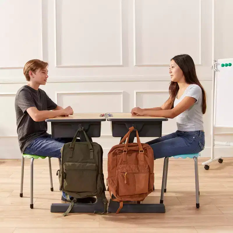 Bureau ouvert ECR4Kids Cave avec casier à livres en plastique, mobilier de classe, érable/noir