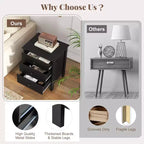 Table de chevet Costway – Table d'appoint avec 3 tiroirs – Noir