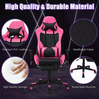 Chaise de jeu massante Costway, fauteuil de bureau inclinable style course avec repose-pieds blanc/bleu/rose/rouge