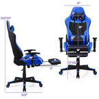 Chaise de jeu massante Costway, fauteuil de bureau inclinable style course avec repose-pieds blanc/bleu/rose/rouge