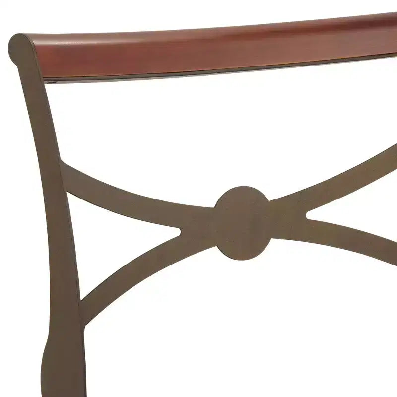 Tabouret de bar pivotant Elm Lane Haidar en métal bronze marron 63,5 cm de haut, coussin rond traditionnel en similicuir avec dossier et repose-pieds pour comptoir de cuisine